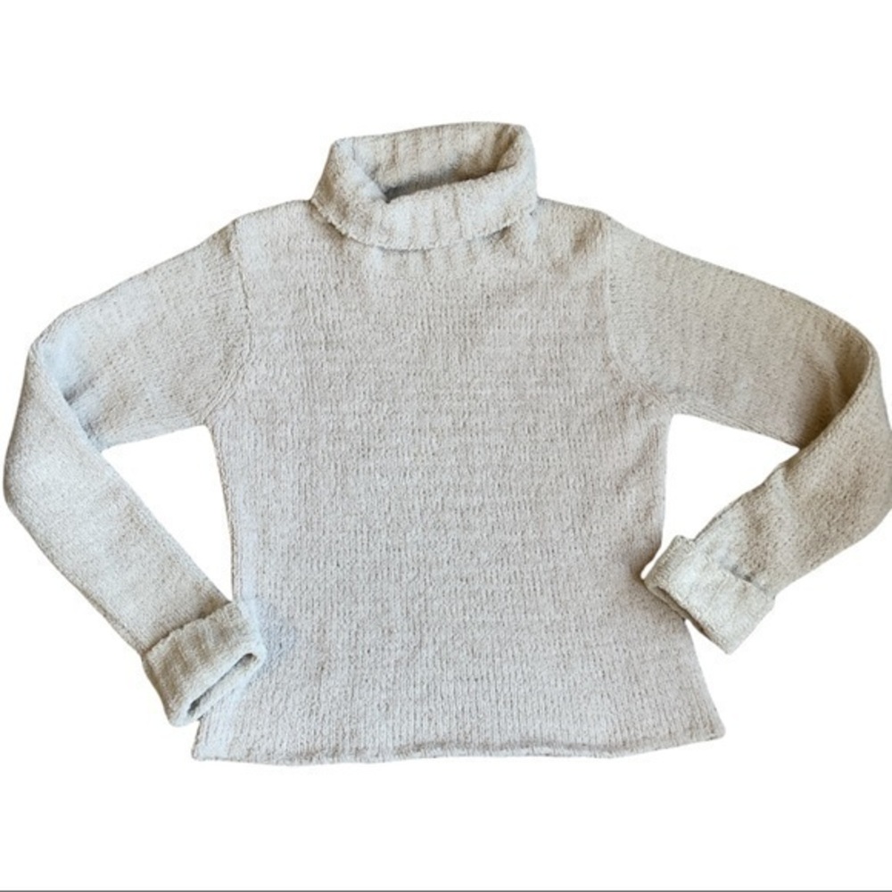 Pierre Cardin size large soft warm tan sweater with fold down turtle neck
